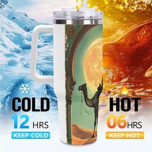 Stainless Steel Tumbler 40oz <b>Double</b> <b>Wall</b> Insulated Travel <b>Mug</b> With Handle For Hot Cold Drinks - Product Image 6