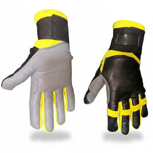 Cuir véritable de qualité supérieure, professionnel, léger, ambidextre, avec manchette longue, sur mesure, combinaison de couleurs noir, gris, jaune - Product Image 1