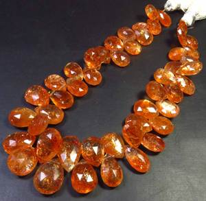 Cuentas facetadas de piedra solar arcoíris africana de alta calidad, corte pera, color naranja, 8-15 mm, hilo de 8.5 pulgadas, gema natural para la fabricación de joyas DIY - Product Image 1