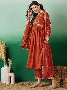 Fancy Collection Afghan Wedding Anarkali Suit Lace <b>Maxi</b> 100% Cotton Casual Women's Trendy Style Pathani <b>Dress</b> - Product Image 3