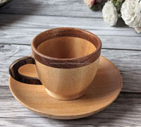 Tasse à thé en bois artisanale écologique, ensemble de vaisselle naturelle, design américain moderne et vintage, cadeau d'anniversaire pour les amateurs de thé