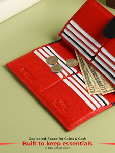 กระเป๋าสตางค์หนังแท้สไตล์วินเทจสำหรับผู้หญิง WRIZA ป้องกัน RFID |   กระเป๋าใส่บัตรผ้าฝ้ายแบบหลายช่องพร้อมตัวล็อคแบบหัวเข็มขัดสำหรับงานกลางคืน - Product Image 6