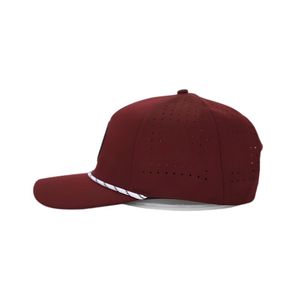 Casquette de golf 5 panneaux personnalisée directement de l'usine, perforations découpées au laser, logo en patch de caoutchouc, cordon léger, casquette sport snapback OEM - Product Image 3