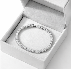 Pulsera de tenis clásica redonda de circonita chapada en oro de plata 925 para mujer, venta al por mayor de fabricante de joyería - Product Image 4