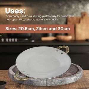 Fournisseur en gros de vaisselle authentique, plateaux, plats de service, tawas en acier cuivré avec poignée en laiton, écologique - Product Image 3