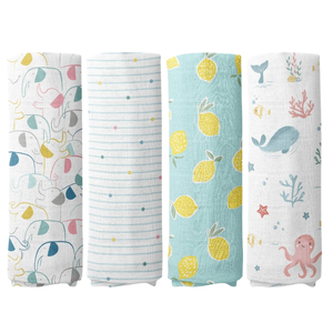 Cotton Fabric Muslin Baby Swaddle <b>Blanket</b> Hooded Bath Towel Organic Soft Breathable Newborn <b>Wrap</b> Custom Printed Wholesale OEM - Product Image 1