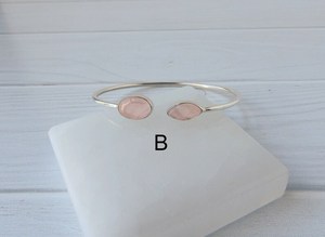 Rose Quartz <b>Bracelet</b> Sterling Silver Gemstone Bangle Elegant Healing <b>Crystal</b> Jewelry Adjustable <b>Bracelet</b> Gift For Her - Product Image 2