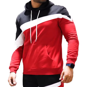 Conjunto Deportivo de Sudadera con Capucha y Pantalones Deportivos para Hombre, Color Rojo con Bloques de Color, Ropa Deportiva Urbana, Conjunto de Dos Piezas con Logotipo Personalizado - Product Image 4