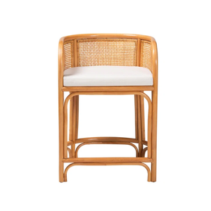 Wholesale Natural Rattan Kitchen Counter <b>Stools</b> With Backrest & Removable Cushion for Dining Room Bar Restaurant from Vietnam - Product Image 1