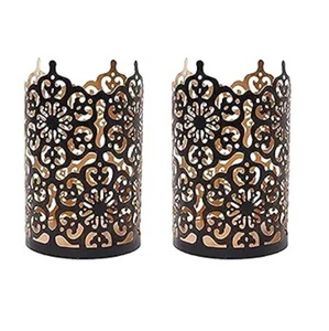 Grandes lanternes à bougies décoratives pour l'intérieur et l'extérieur, avec verre transparent, porte-bougies en métal vintage avec finition noire - Product Image 6