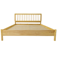 Base de Cama Moderna de Madera Maciza Furaka OEM, Cómoda y Duradera, Tamaño Individual, Ensamblable, Cabecera con Diseño de Espiga en Color Natural