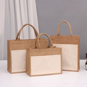 Sacs en toile de jute multi-usages les plus vendus, avec poignées colorées, pour le streetwear décontracté, les festivals en plein air, disponibles à la vente - Product Image 5
