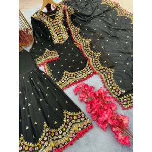 Conjunto Elegante de Top y Pantalones Plazzo con Dupatta de Diseño para Mujer - Product Image 3