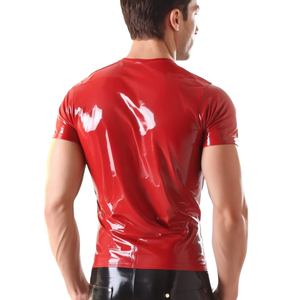 Camiseta de Hombre Negra Brillante de Manga Corta, Corte Regular, Cuello Redondo, Color Sólido, Estilo Gótico, Informal, Tejida y Transpirable - Product Image 6