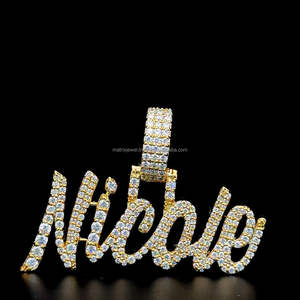 Totalmente helado Moissanite diamante personalizado cualquier letra nombre sólido chapado en oro único lujo personalizado encanto colgante regalo para ella él - Product Image 5