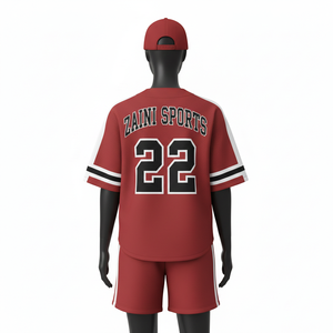 ชุดเบสบอลหญิง ผ้าโพลีเอสเตอร์เนื้อนุ่ม ระบายอากาศได้ดี 150 GSM ซับเหงื่อ สีแดงขาว แถบข้าง ปักโลโก้ตามสั่ง ชุดสำหรับผู้หญิง - Product Image 2