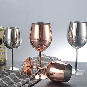 Verres à vin en cuivre, design classique, ensemble de verrerie en acier inoxydable écologique, pour bar à domicile, nouvelle arrivée, coffret cadeau de luxe Radhe - Product Image 1