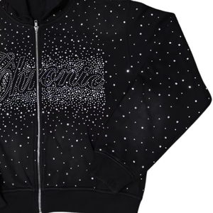 Sudaderas con capucha negras con pedrería para hombre, sudaderas con capucha de lujo con cremallera y cristales, ropa de calle brillante con diamantes, sudaderas de invierno a la moda para hombre - Product Image 3