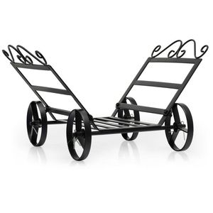 Rustproof Steel Decorative Firewood Rack with Wheels <b>Log</b> <b>Holder</b> for Fireplaces-Premium Accessory - Product Image 1