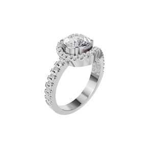 Bague de fiançailles et d'anniversaire Aarinya Sovereign Teardrop Suite en or 14 carats avec diamant de laboratoire certifié IGI et halo pavé solitaire - Product Image 5