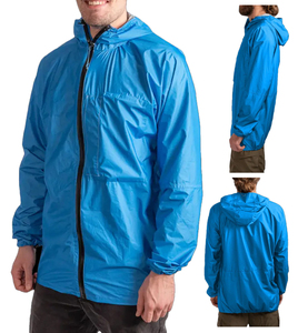 Chaqueta Impermeable Azul con Capucha para Hombre, Cierre de Cremallera, Corte Regular Informal, Exterior de Poliéster, para Primavera - Product Image 1