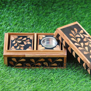 Juego de quemadores de incienso Bakhoor de madera natural hechos a mano por Royal Artisans, último diseño, decoración para el hogar, lámpara de sal con concha de hueso pulido - Product Image 6