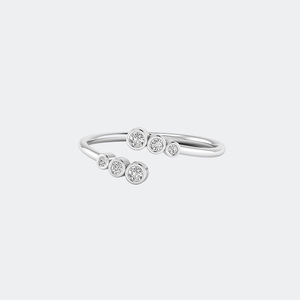 0.15CTW Round Bezel <b>Open</b> Cluster Setting Minimalist <b>Ring</b> - Product Image 2