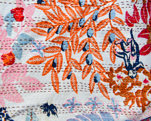 Handcrafted Floral Block Print 300tc Eco-Friendly Washable Reversible Cotton Coverlet Bohemian Decorative Bedding <b>Throw</b> Home - Product Image 4