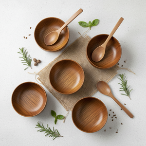 Juego de 4 Tazones de Bambú Modernos, Ecológicos y Pulidos de Primera Calidad para Comida, Sopa, Curry y Aperitivos - Product Image 5