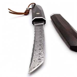 Handcrafted Raindrop Damascus Steel Precision Utility Knife Dark Ebony Handle Wooden Sheath <b>Craft</b> <b>Tool</b> - Product Image 2