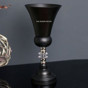 Jarrón de Flores de Color Negro para Exportación, Diseño Elegante, Jarrón Decorativo de Piso, Excelente Calidad, Decoración Metálica para Bodas - Product Image 1