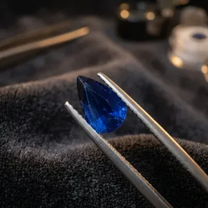 Zafiro Azul Natural Corte Pera 1.00CT Gema Preciosa Suelta Facetada con Juego de Color/Fuego Ceilán para Fabricación de Joyas/Colector - Product Image 3