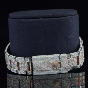 Relojes de Moda Personalizados de Hip Hop, de Acero Inoxidable, con Esfera de 6 mm y 41 mm, Escala Mixta, Moissanita, Totalmente Automáticos, Redondos, en Tono Rosa - Product Image 6