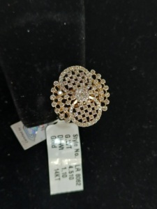 14K <b>Gold</b> Designer Openwork <b>Ring</b> with Sparkling White CZ Stones Luxury Women Fashion Jewelry Supplier - Product Image 4