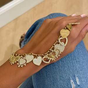 สร้อยคอรูปหัวใจห้อยประดับเพชรทรงกลม 14K ทองคำแท้ ฝังเพชรแบบ Pave พร้อมสร้อยยาว 18 นิ้ว ดีไซน์หรูหรา คลาสสิก เหมาะสำหรับงานแต่งงาน - Product Image 3