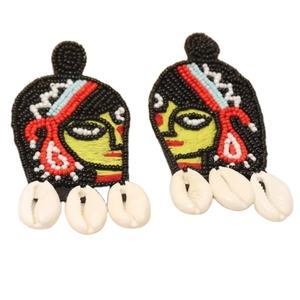 Design exclusif broderie perlée boucle d'oreille Festival cadeau bijoux fête broderie boucles d'oreilles Simple délicat Mardi Gras boucles d'oreilles - Product Image 1