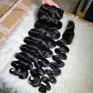 Top qualité 12A couleur naturelle paquet de cheveux humains Extensions de cheveux naturels vague de corps cheveux humains vierges vietnamiens crus - Product Image 3