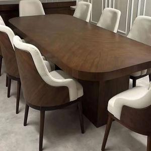 Table de conférence rectangulaire moderne Daystar Trade, plateau large en bois massif, base sculpturale sur piétement, pour 6 personnes, salle à manger - Product Image 2