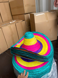 หมวกทรงโซมเบรโร่สไตล์เม็กซิกันยอดนิยม ปักลายด้วยมือจากใบปาล์มและหญ้าทะเล พร้อมสำหรับใส่ไปชายหาด มีหลายสีให้เลือก - Product Image 6