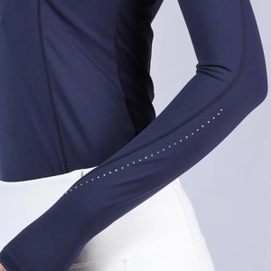 Women Navy Blue Quarter Zip Equestrian Riding Base Layer Shirt Sleeveless Stretch Eco-Friendly Anti-UV Training Show <b>Top</b> Custom - Product Image 6