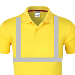 Camiseta Reflectante Roja para Hombre, Manga Corta, Estilo Ropa de Trabajo, Transpirable, Tejido de Poliéster, Corte Regular, Color Sólido, Secado Rápido - Product Image 5