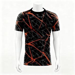 T-shirt de sport personnalisé pour homme, motif bleu, séchage rapide, polyester, athlétique, gym, course à pied, performance, entraînement, jersey uni - Product Image 5