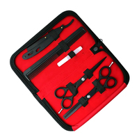 Ensemble de ciseaux de barbier professionnels OEM de haute qualité en acier inoxydable, lames aiguisées de sécurité, lames de 6 pouces, kit de coupe de cheveux noir
