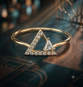 Bague géométrique en or jaune avec moissanite taille princesse pour femme, bijou fin minimaliste, cadeau - Product Image 1