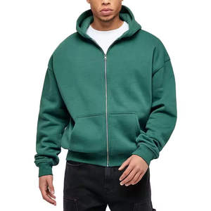 High-Quality Screen-Printed Zipper UP <b>Thick</b> Cotton Plain Loose Hoodie for Men - Product Image 1