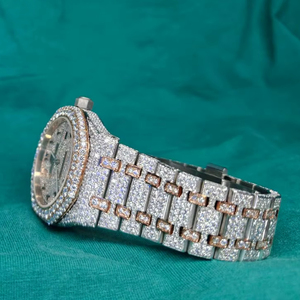 Reloj de pulsera de lujo con diamantes incrustados, marca VVS, reloj mecánico de acero inoxidable con moissanita, reloj personalizado Buss Down para hombre, EE. UU., Reino Unido - Product Image 1