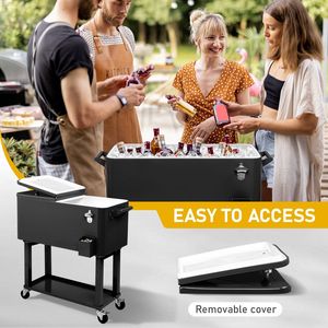 Frigorifero portatile da 80 litri con ruote, motivo leopardato, in metallo, con vassoio inferiore e apribottiglie, ideale per feste in patio - Product Image 5