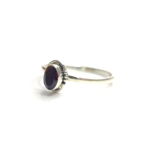 Handmade 925 Sterling Silver Garnet <b>Ring</b> Dainty Stackable Oval Red Stone Minimalist <b>Thin</b> Band Jewelry Wholesale - Product Image 3