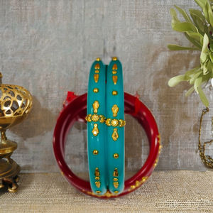 LISA JEWELLERS 22K <b>Solid</b> <b>Gold</b> Blue Pola <b>Bangle</b> Bracelets Women Traditional Bengali Bridal Wedding Jewelry BIS Certified 5 GM - Product Image 3