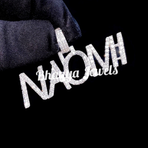 Trendy Iced 14K <b>Solid</b> <b>Gold</b> Bling Diamond Sparkling Crystal Custom Cursive Name Letter Fine Brilliant Cut Unisex <b>Pendants</b> Charms - Product Image 3